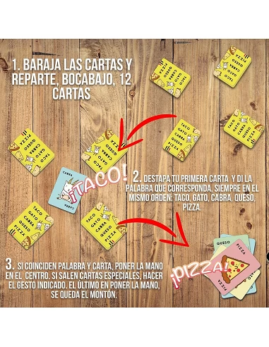 Taco Gato Cabra Queso Pizza juego de cartas