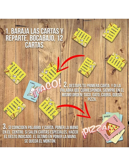 Taco Gato Cabra Queso Pizza juego de cartas