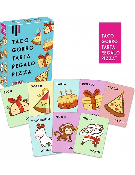 Taco, gorro, tarta, regalo, pizza