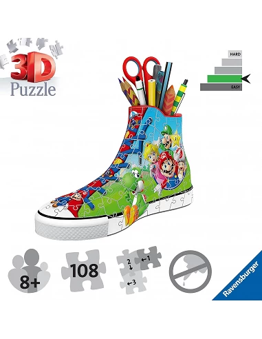 Puzzle 3D Portalápices Zapatilla Super Mario