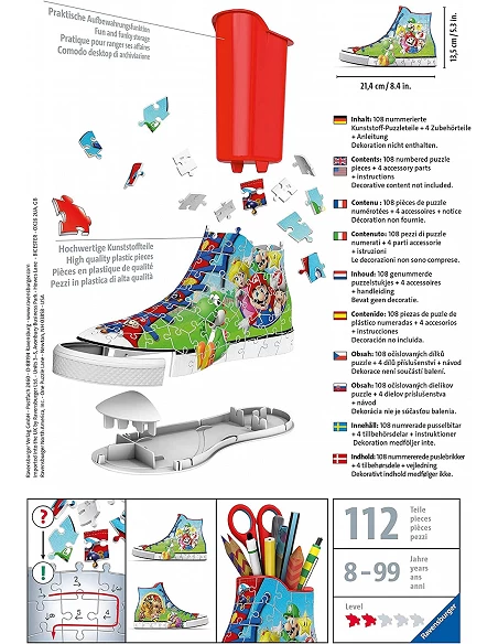 Puzzle 3D Portalápices Zapatilla Super Mario