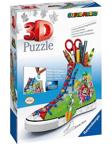 Puzzle 3D Portalápices Zapatilla Super Mario