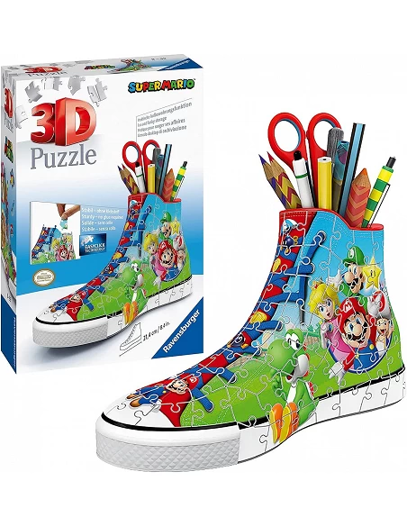 Puzzle 3D Portalápices Zapatilla Super Mario