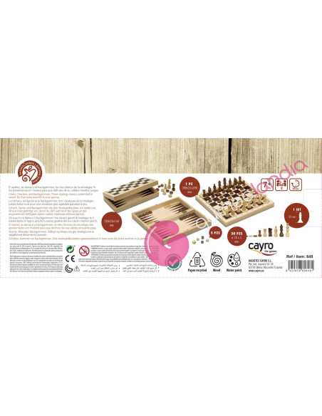 3 en 1 Ajedrez - Damas - Backgammon