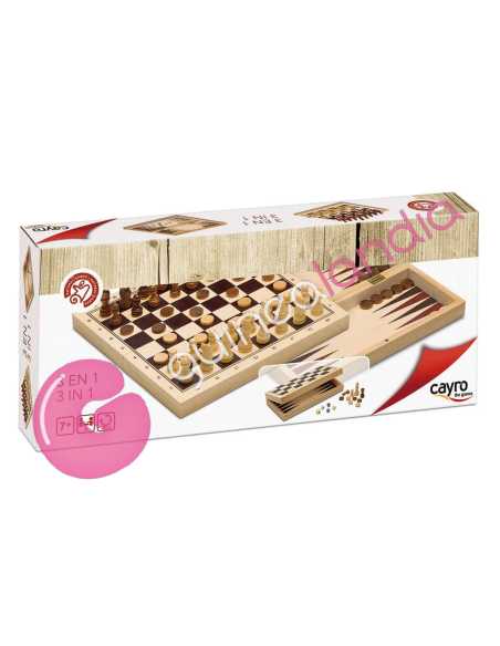 3 en 1 Ajedrez - Damas - Backgammon