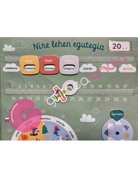Calendario infantil de tela «El paso del tiempo» – Euskera