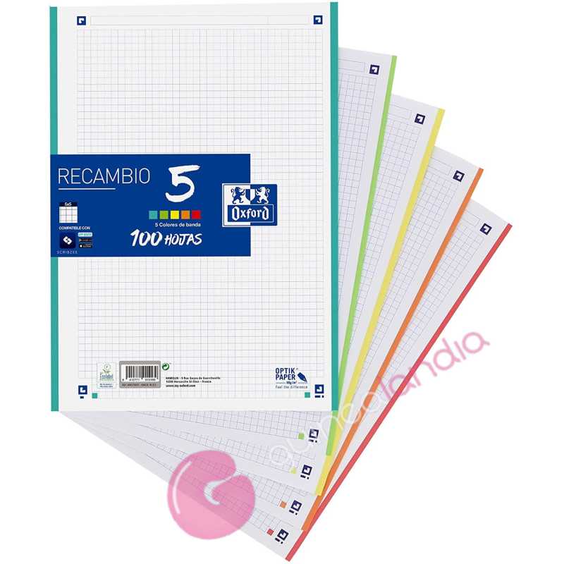 Recambio 5 colores A4 5x5 100 hojas- Oxford