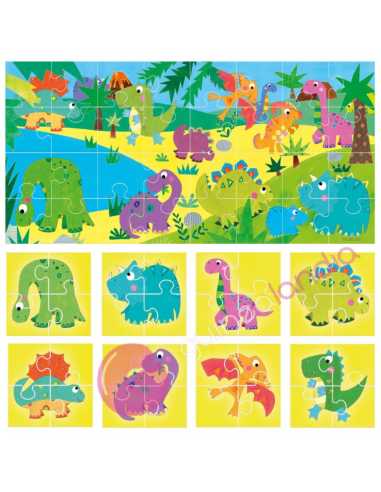 Puzzle 8+1 Dinosaurios - Headu