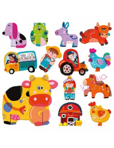 Touch 2 pieces puzzle Farm Headu
