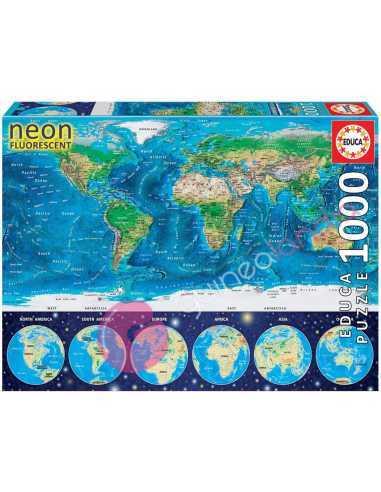 Mapamundi Físico Neon Puzzle 1000 Piezas